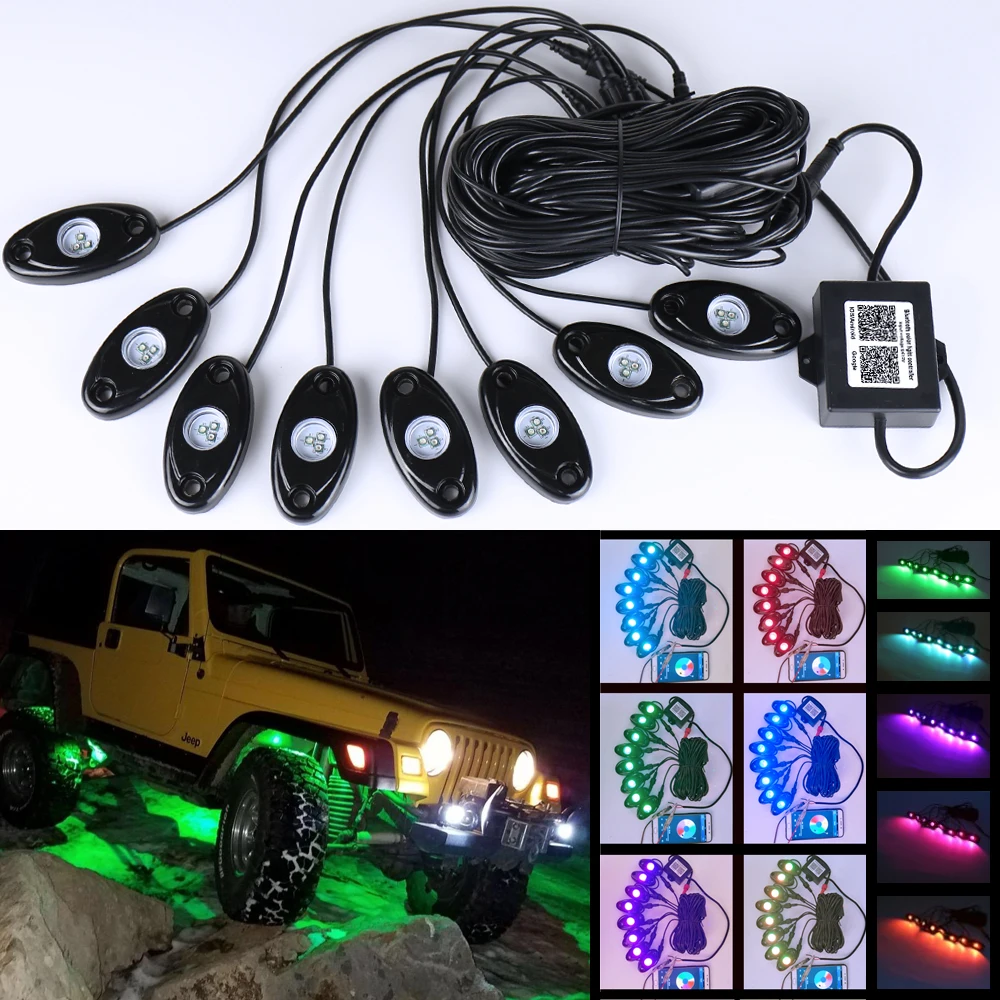 6/' Green LED Whip Light Quick Connect Mount+Flags UTV ATV SUV Offroad 4WD Car