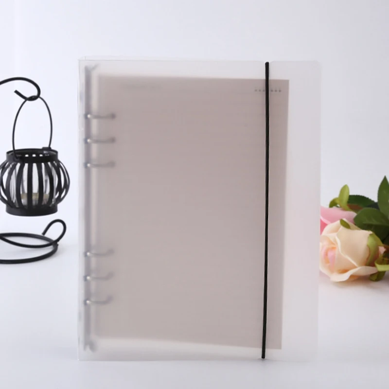 

A5/A6/A7 Notebook Cover Matte Translucent Loose-leaf Business Office Standard PP 6-hole Ring Binder School Supplies