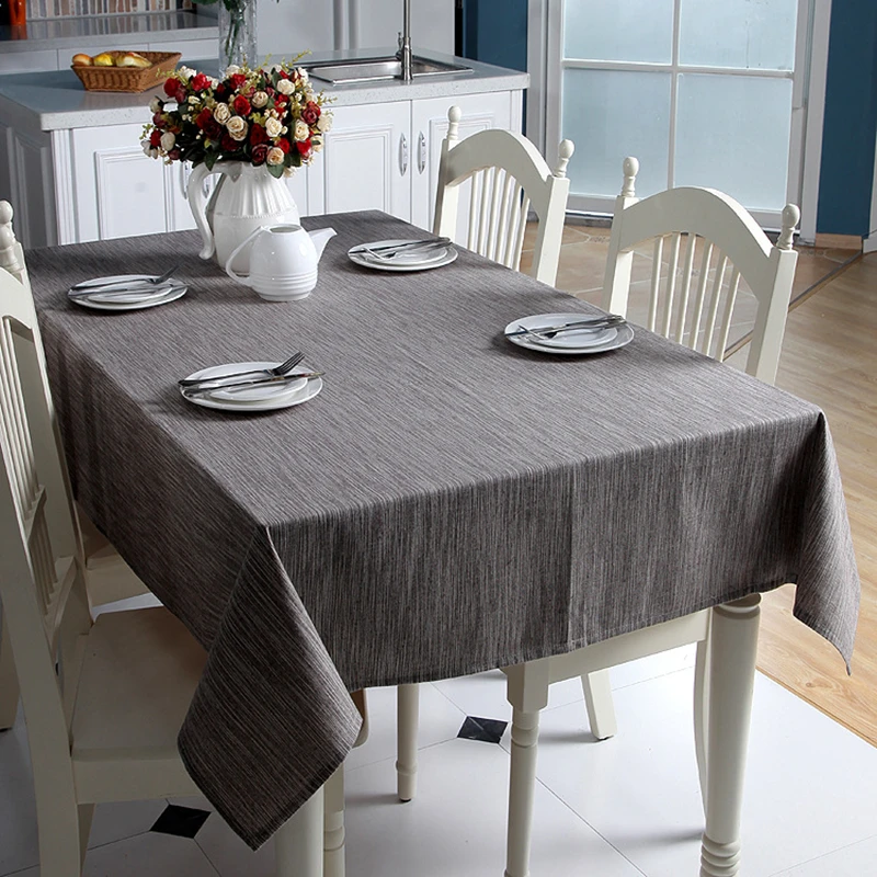  Korean Cotton Linen Tablecloth Solid Color Light Blue Dust-proof Table Cloth Wedding Banquet Rectan