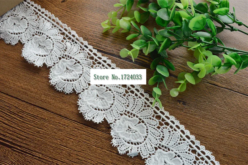 6Yards 7cm Width 100% Cotton Lace Trims White Embroidery Lace Applique