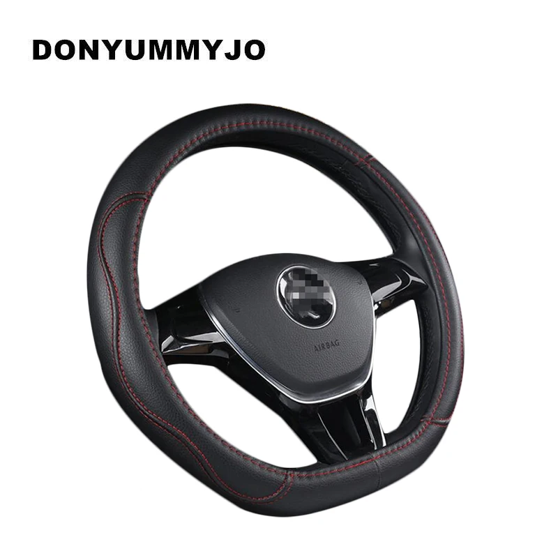 DONYUMMYJO D Shape Microfiber Leather Car Steering Wheel Cover Four Seasons Slams Sterring Wheel Hubs For VW GOLF 7 2015 POLO