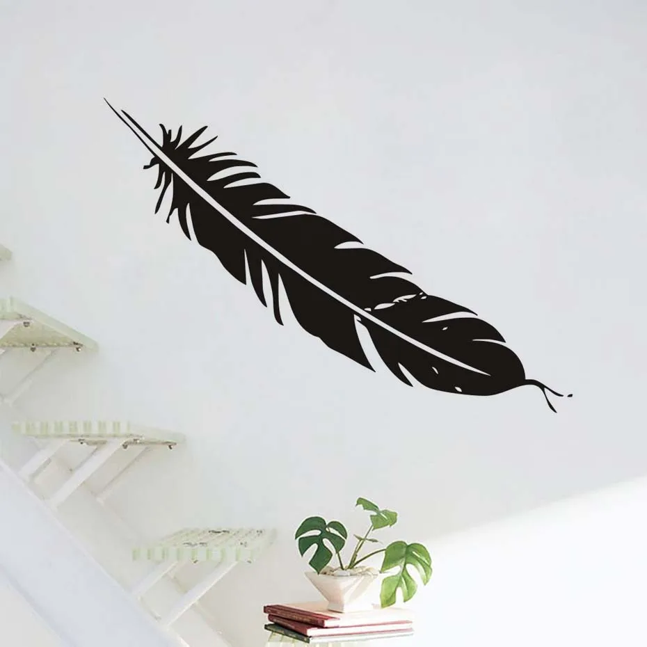 Feather Pattern Wall Sticker Art Home Decoration Removable Vinyl