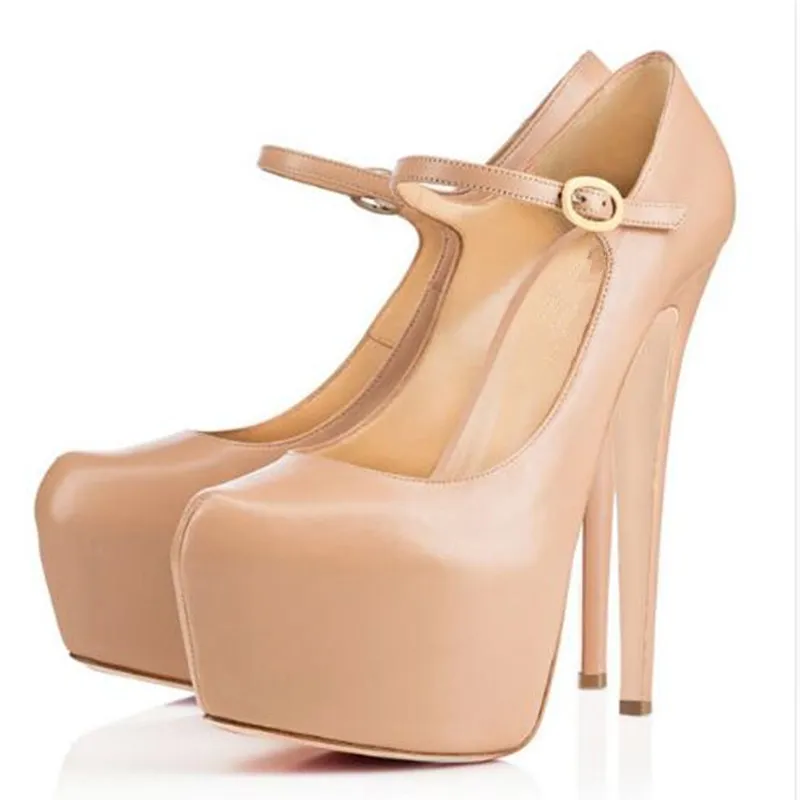 GOOFLORON/женские туфли-лодочки; туфли-лодочки на платформе с ремешком на щиколотке; туфли на высоком каблуке 16 см; модельные туфли с пряжкой - Цвет: Светло-желтый