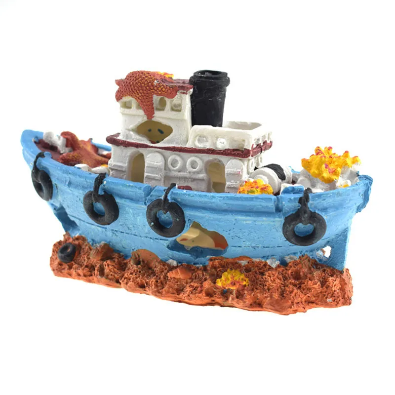 Aquarium Resin Shipwreck Fish Tank Decoration Pirate Treasure Ship Ornament Accessories Statue For Fishes Hide Rockery Landscape1