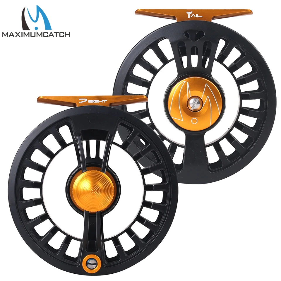 Maximumcatch الذيل يطير الصيد بكرة خفيف الوزن للغاية 131g 139g CNC تشكيله تفلون القرص 5/6 7/8wt الأسود يطير بكرة