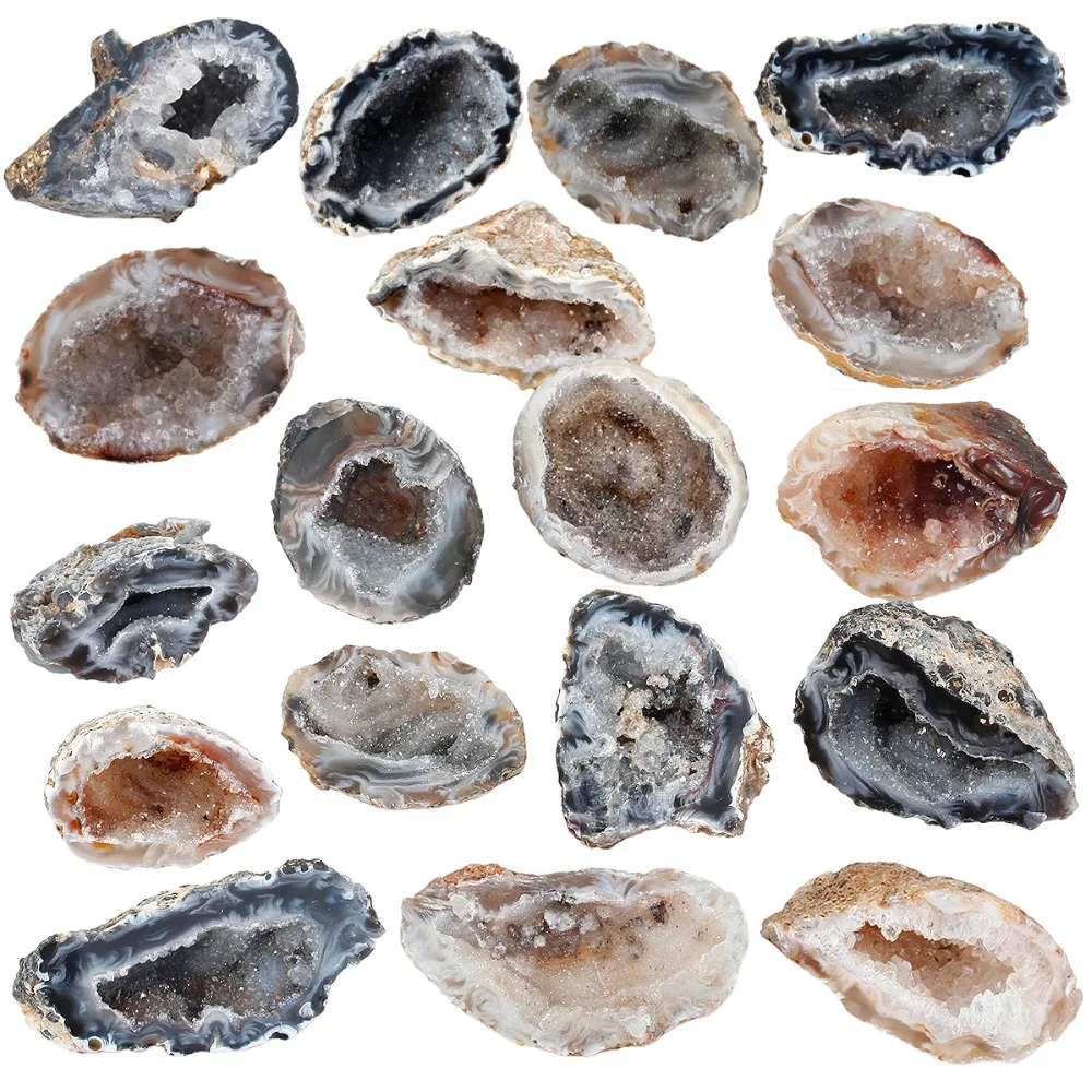 

TUMBEELLUWA Natural Agate Geode Drusy Quartz Crystal Raw Cluster Minerals Specimen Home Decoration