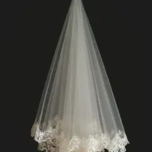 Новая популярная свадебная фата с кружевным краем Аппликации свадебная фата
