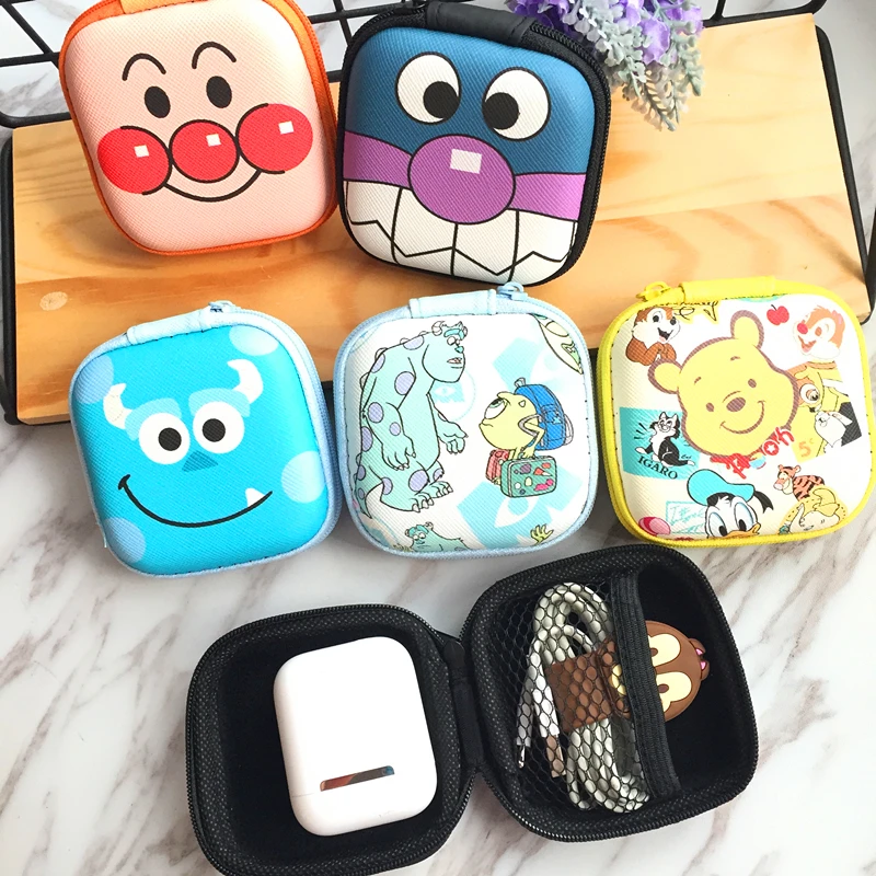 

7.5cm Earphone Carrying Storage Box Zipper Pouch Holder Case USB Cable Memory Card Bag Cartoon Pattern Bag