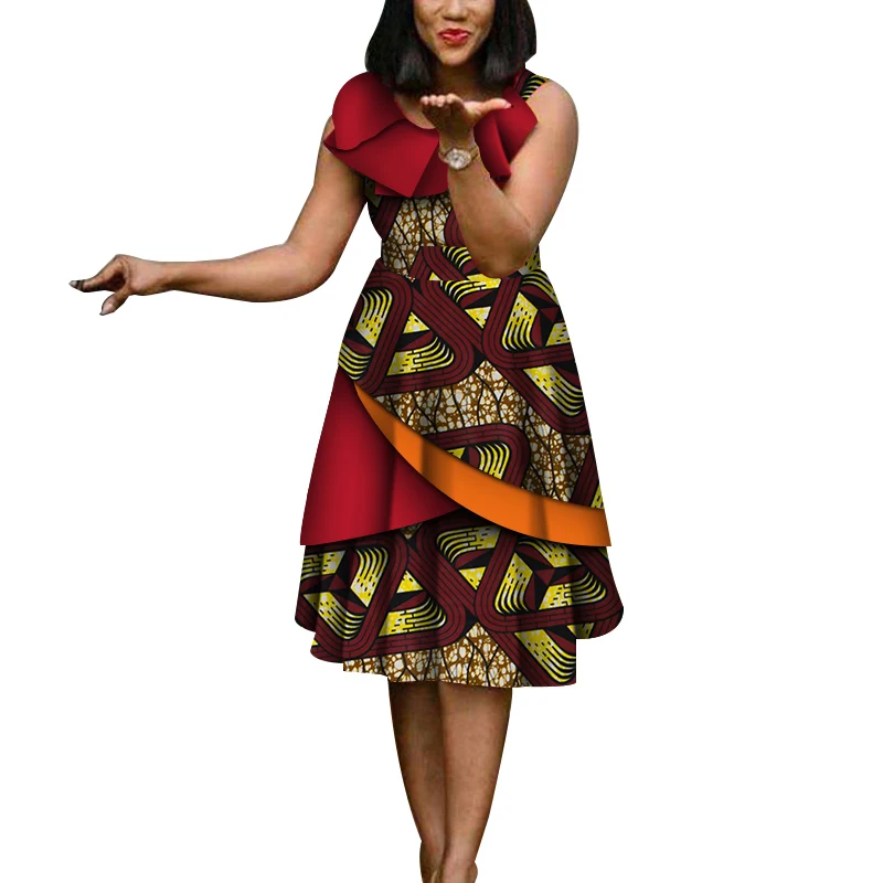Новые модные африканские платья для женщин, сексуальное платье без рукавов Bazin Riche, хлопковое платье с принтом в африканском стиле, Женские Элегантные платья для вечеринок WY4413