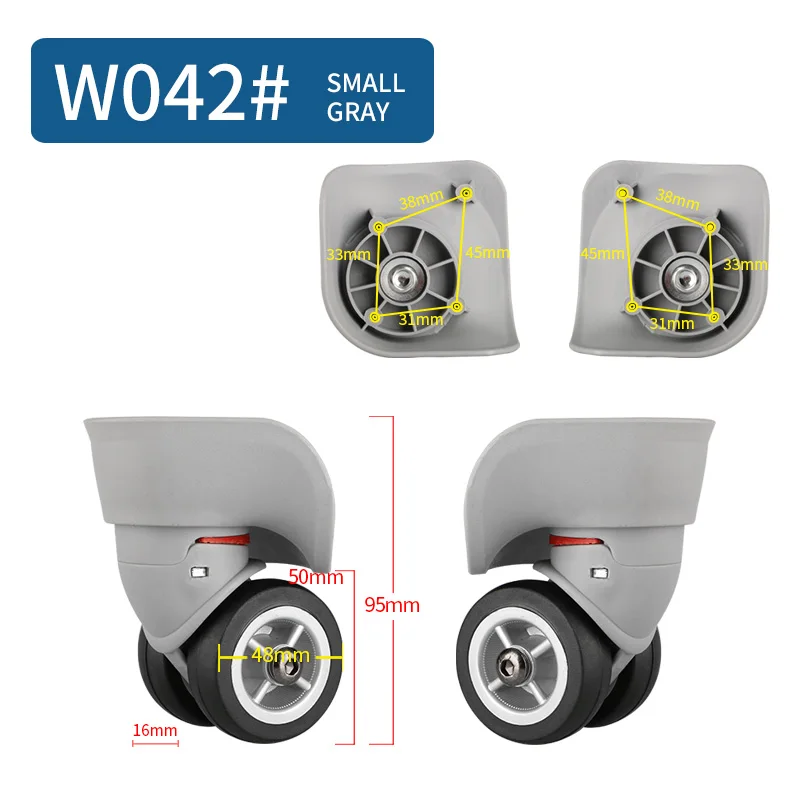 Тележка для ремонта, универсальные колеса, аксессуары, запчасти, колеса, обслуживание, пароль, чемодан, багажные тапочки, Универсальные ролики для багажа - Цвет: W042  Small Gray