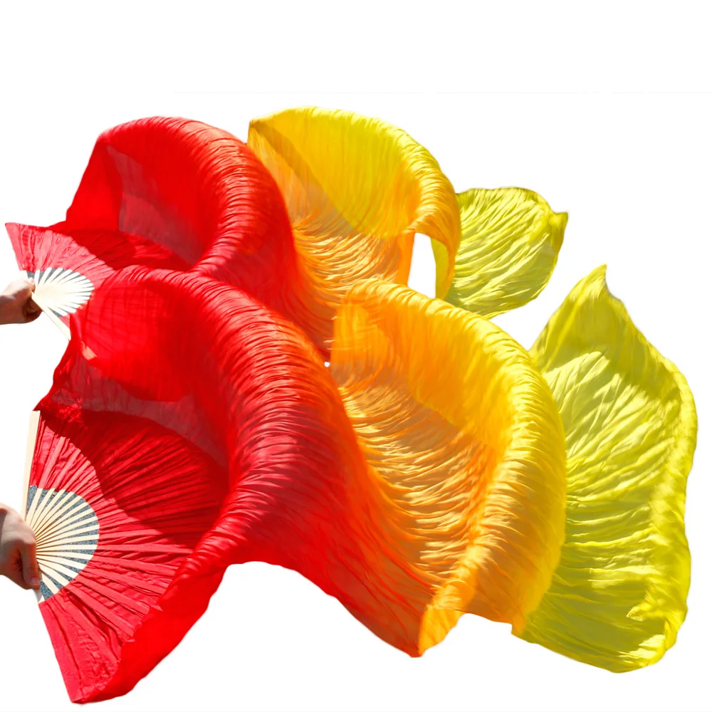 Hits 2018 High selling women Quality Silk Belly Dance Fan Dance 100% Real Silk Veils 1 pair 180*90 cm Red+orange+yellow Hits 2018 High selling women Quality Silk Belly Dance Fan Dance 100% Real Silk Veils 1 pair 180*90 cm Red+orange+yellow