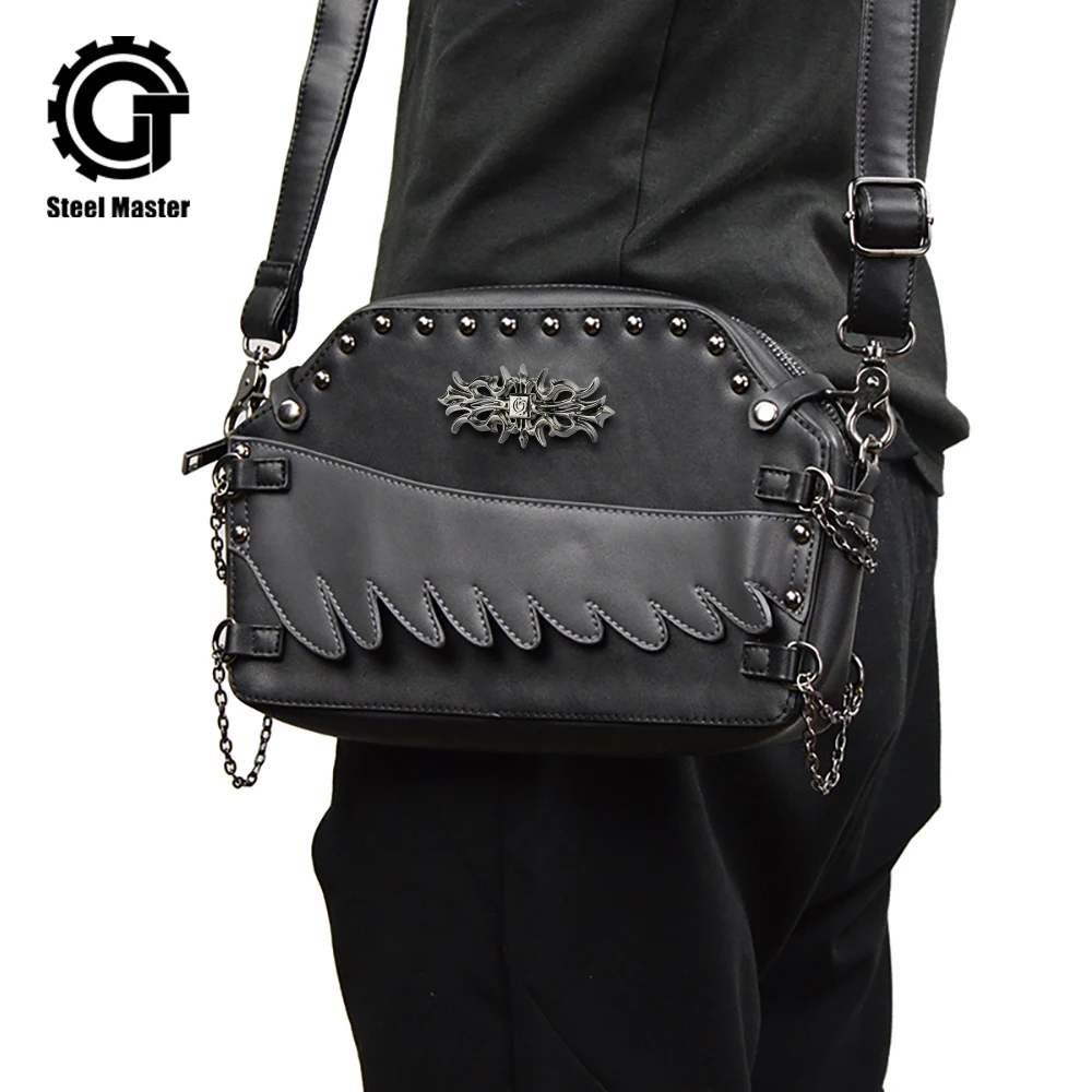 2018 Gothic Black PU Leather For Women For Men Clutch Punk Rivet