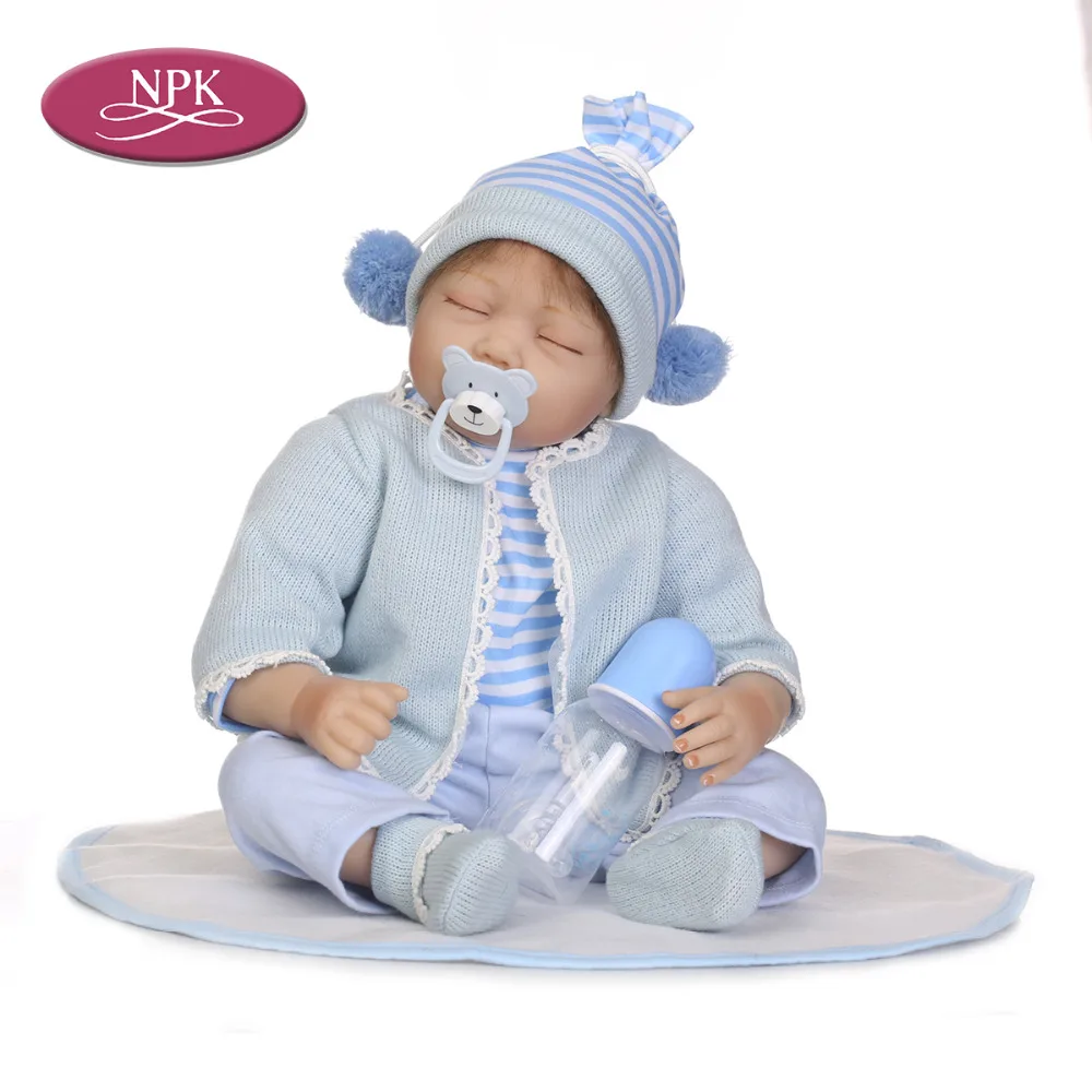 NPK 55CM Silicone Baby Reborn Doll 22 inch Soft Cloth Body Newborn Babies DOll Lifelike Rooted Hair Bebe Alive Doll Child Gift (1)