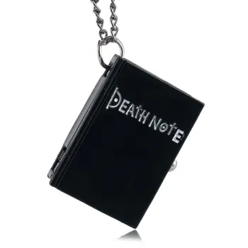 

Hot Anime Death Note Theme Quartz Pocket Watch Rectangle Note Design Fob Watches Necklace Pendant Necklace Gift for Children