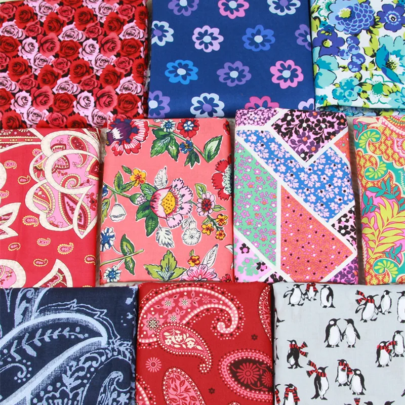 

1 meter plain cotton fabric with northern Europe flower print handmade DIY garment dress doll cloth 100% cotton T456