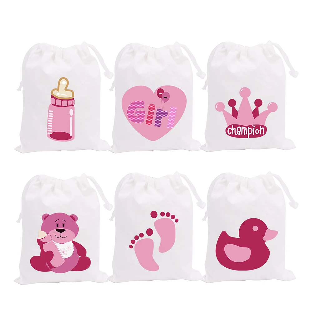 Для девочек Baby Shower тема вечерние мешочки, мешочки для сладостей подарочные пакеты или розовая футболка с мишкой утка украшения торжественное мероприятие ко дню рождения контейнер для вечеринки принадлежности