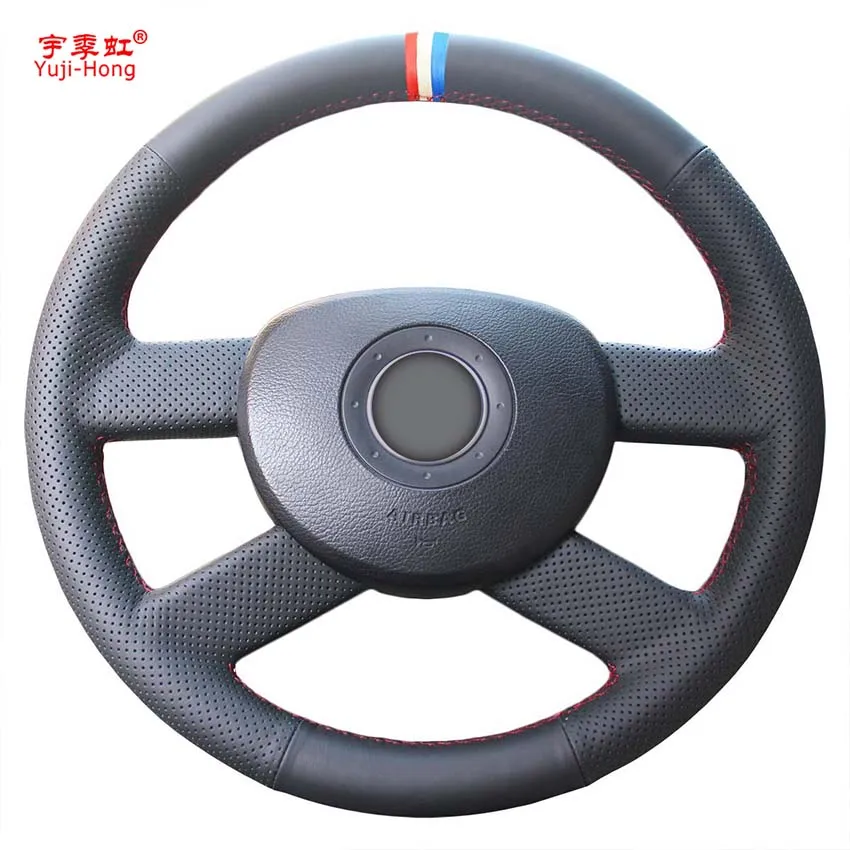 

PONSNY Artificial Leather Car Steering Wheel Covers Case for Volkswagen VW Polo 2004-2007 Hand-stitched Microfiber Cover