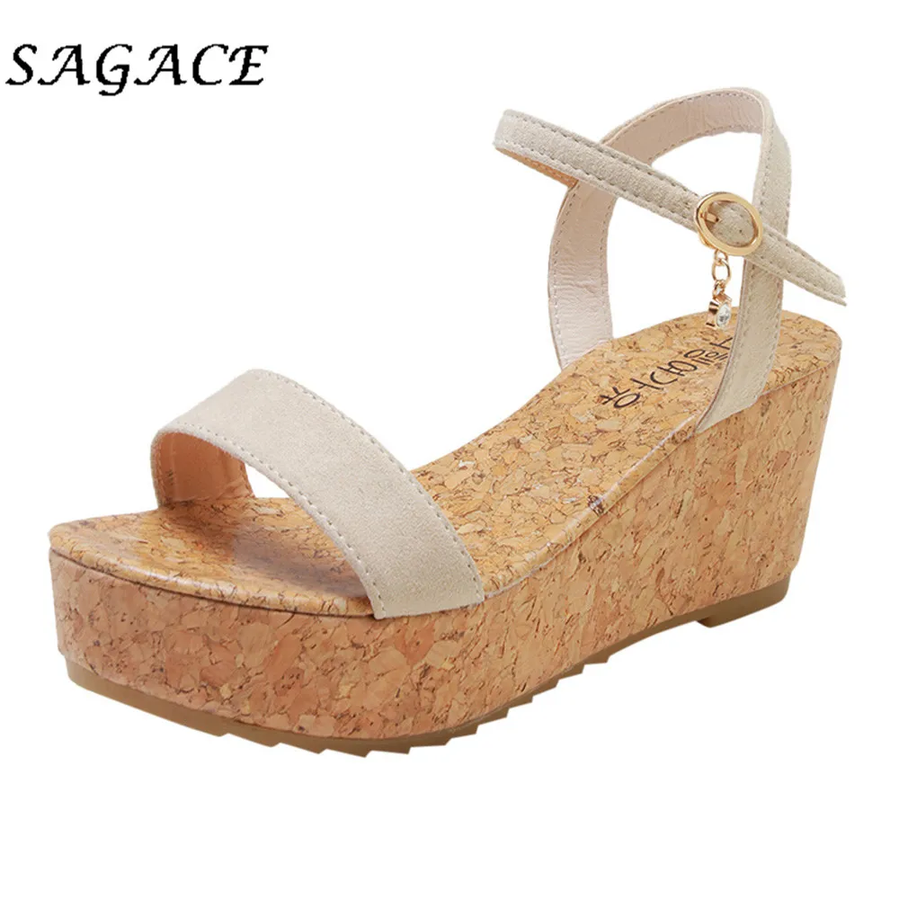 

SAGACE Shoes Women platform buckle sandals wedge Open Toe shoes rubber beach sandals women summer laides sandals casual shoes