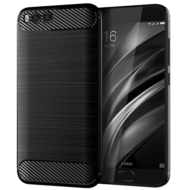 For Xiaomi Mi 6 Phone Cases Silicone TPU Carbon Fiber Back Armor Shockproof Cover Mi6 M6 Shell |