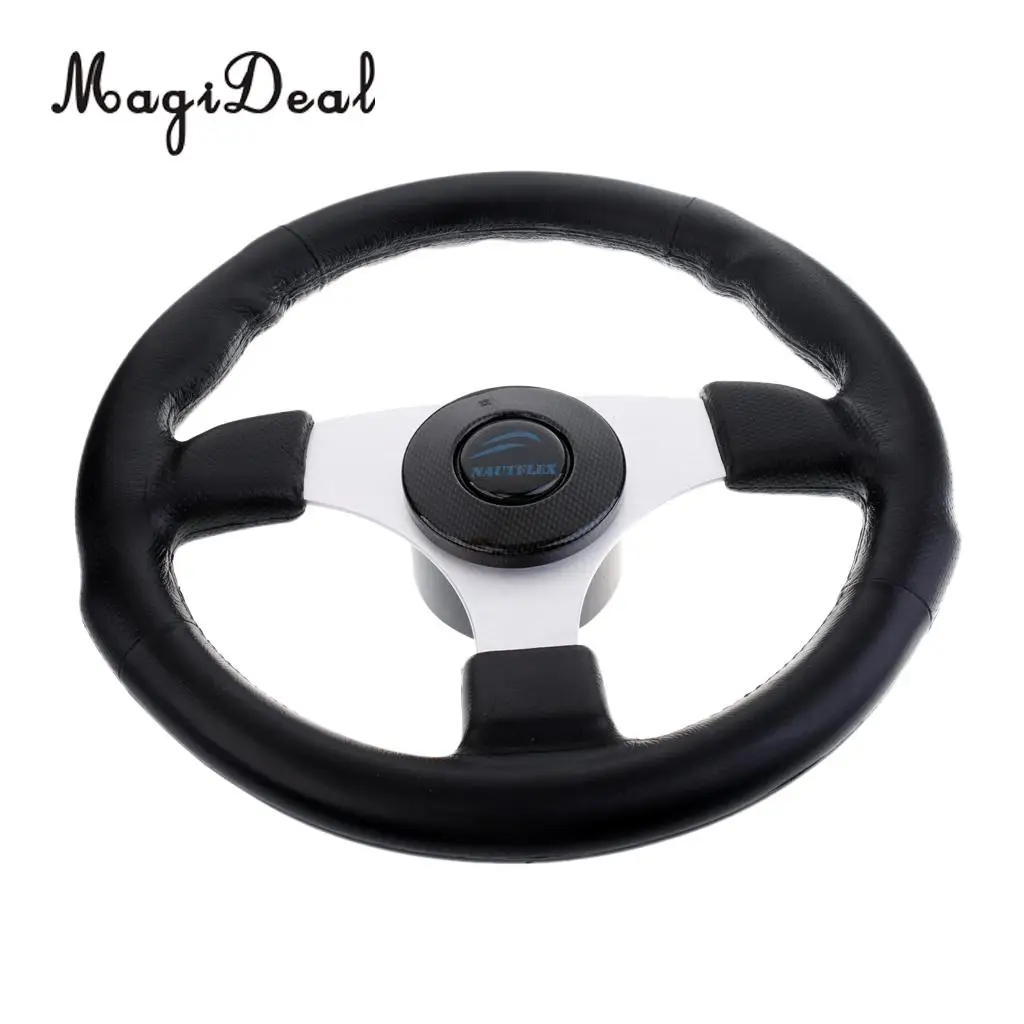 

MagiDeal Hot 340mm Aluminum Alloy Marine Boat Yacht Steering Wheel 3 Spoke 3/4' Shaft Replacement for Diver Yacht Dinghy Acce