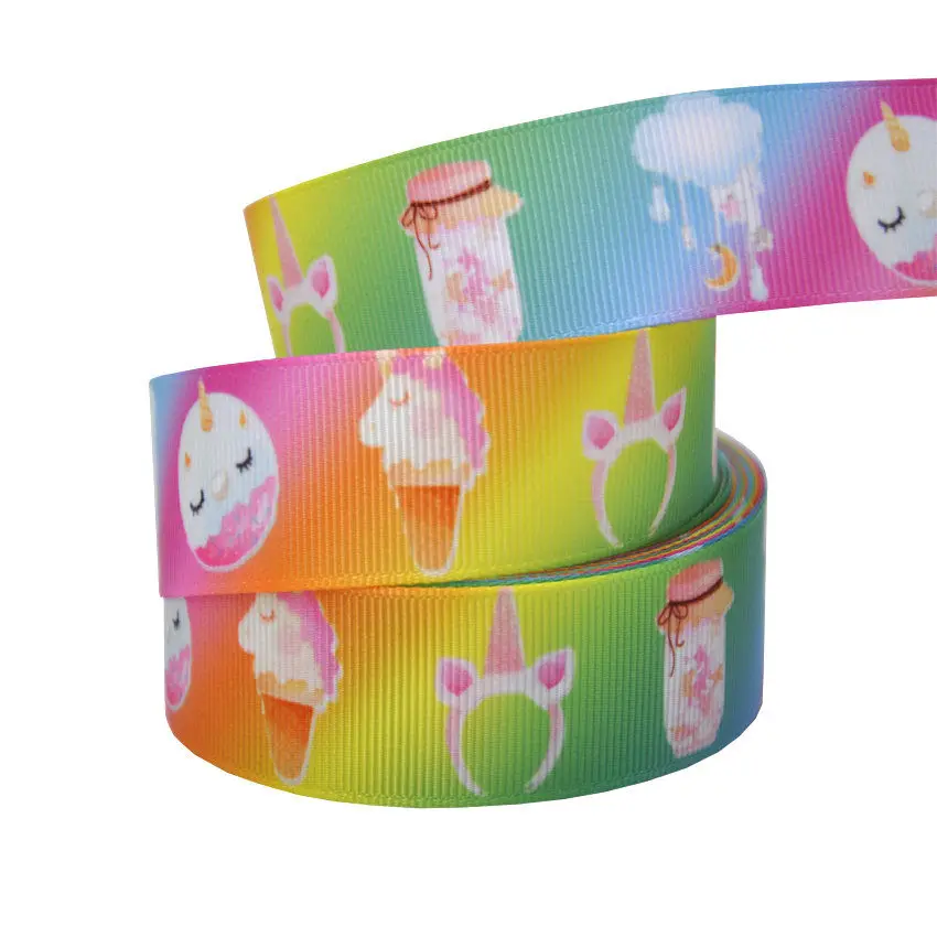 1 inch 25mm Printed Cartoon Grosgrain Ribbon 10yards Dog Bear Unicorn Animal Gift Decoration accessories