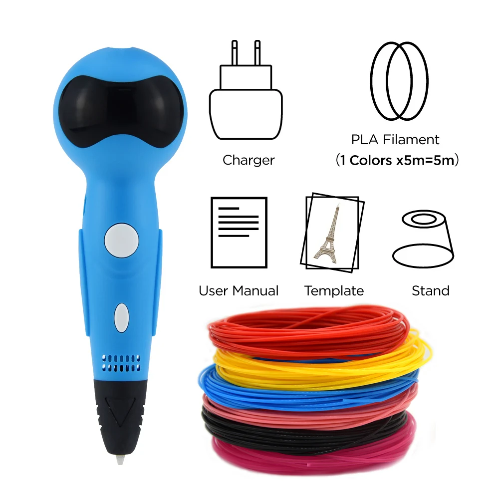 

Joylites Robot Voice Broadcast 3D Pen with 1.75mm PLA Filament ,USB Charger 3D Drawing Printing Pen for Children Student Gift