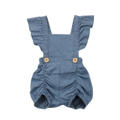 

Baby Girls One Piece Demin Jeans Ruffle Sleeve Romper Sunsuit Outfits Jumpsuit Size 0-24M
