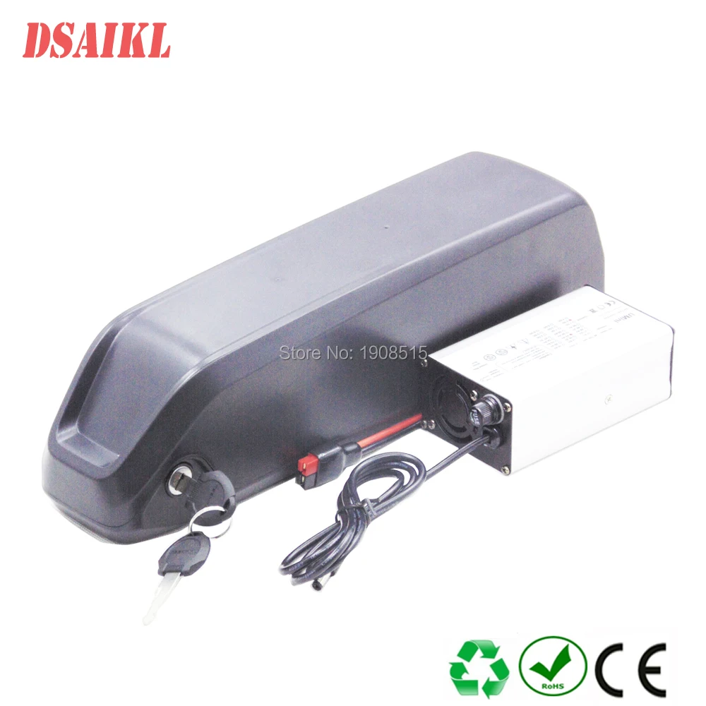 Free shipping 36V 48V 52V tube battery 10Ah 11Ah 12Ah 13Ah 14Ah 15Ah 17A hailong ebike pack with charger