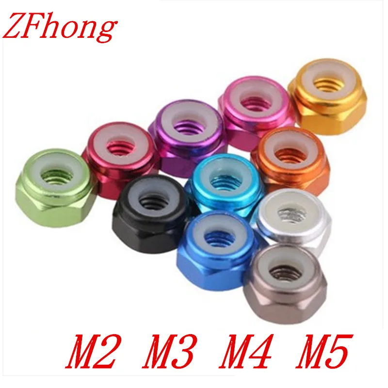 

10pcs m2 m3 m4 m5 Anodized Multi-color Colourful Aluminum Alloy Nylon Lock Nut