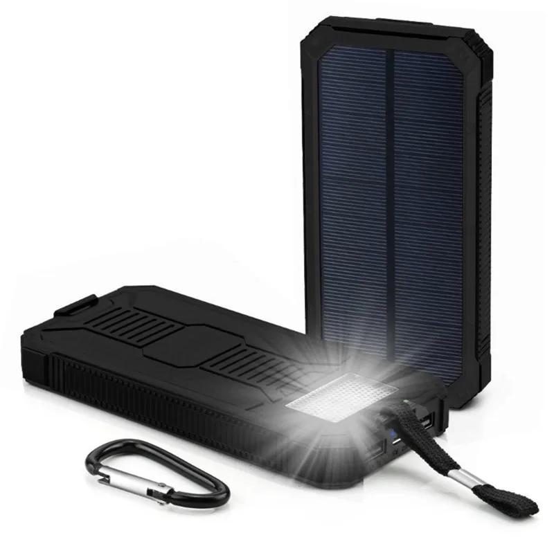 Солнечная батарея 30000 мАч Внешний аккумулятор Зарядка двойной USB внешний аккумулятор портативное зарядное устройство для телефона iPhone 8 XS max Xiaomi 7 8 plus