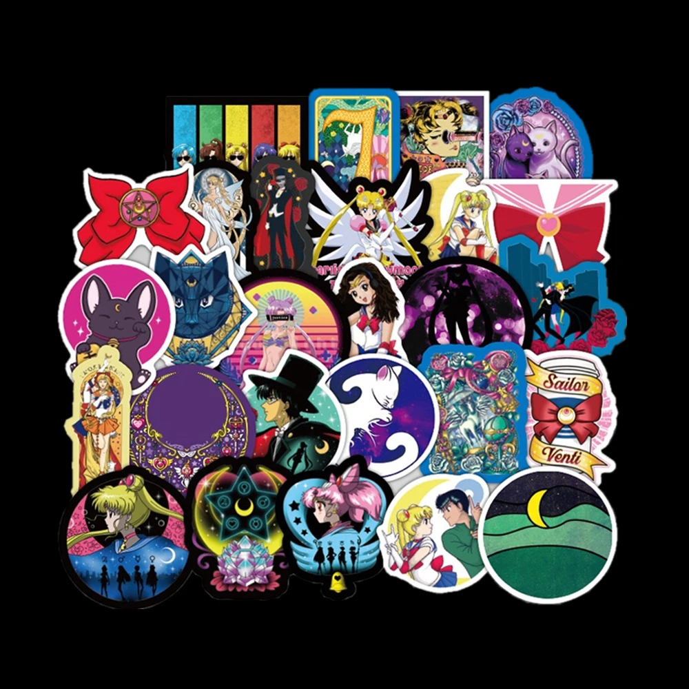 

50Pcs/set Japanese Classics Anime Sailor Moon Sticker For Car Laptop Skateboard Waterproof PVC Stickers Scrapbooking Decor