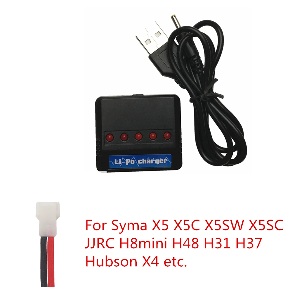 5 в 1 3,7 v Lipo зарядное устройство USB для E010 H31 Hubsan X4 Syma X5SW X5C X5HW X5UW/UDI RC Quadcopter W/RC Светодиодный