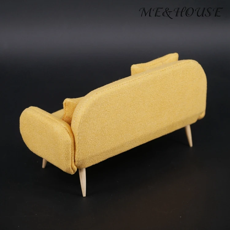 Кукольный домик двойной тканевый диван мини мебель миниатюрный милый деревянный диван для кукол аксессуары