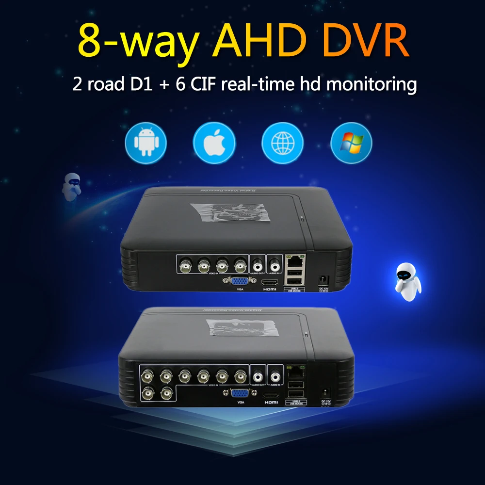 Hiseeu AHD 1080N 5в1 HDMI NVR для ip-камеры Onvif PTZ DVR 43 для комплекта видеонаблюдения 8CH Камера Видеонаблюдения Небольшой видеорегистратор VGA система безопасности