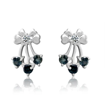

Brinco Brincos Qi Xuan_Dark Blue Stone Elegant Cherry Woman Earrings_S925 Solid Silver Earrings_Factory Directly Sales