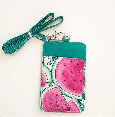 

New Arrival Cartoon Fruit Watermelon PU ID Business Card Work Card Badge Holder with Neck Lanyard For Men Women