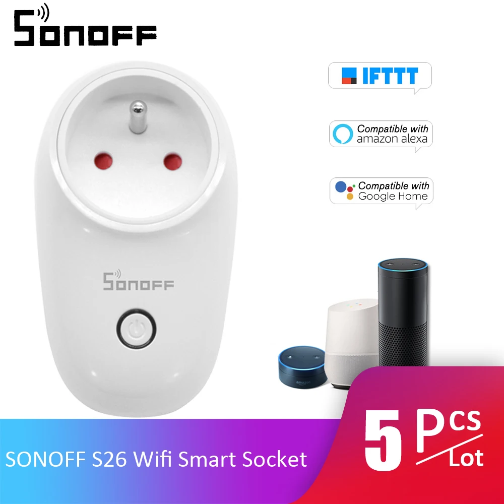 

5pcs/Lot SONOFF S26 ITEAD Wifi Smart Socket Wireless Remote Control Charging Adapter Smart Home Power Sockets US/UK/CN/AU/EU