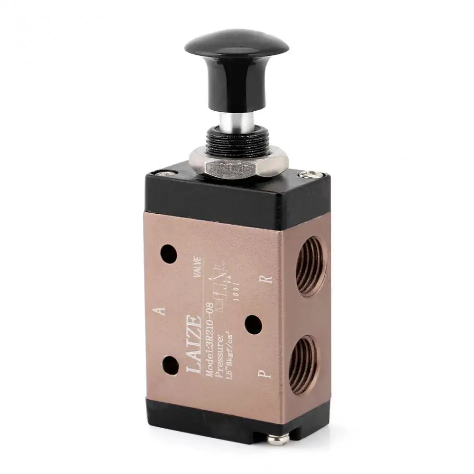 

1pc Aluminum manual valve Hand Push Pull Control Manual Pneumatic Air Valve 3 Port 2 Position G1/4 air valve