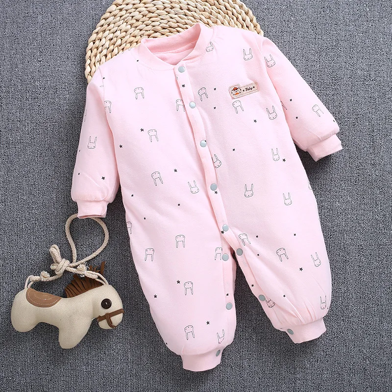 

New 0-12M Baby Rompers Winter Warm Cotton Clothing Set for Boys Cartoon Ear Infant Girls Clothes Newborn Overalls Baby Jumpsuit