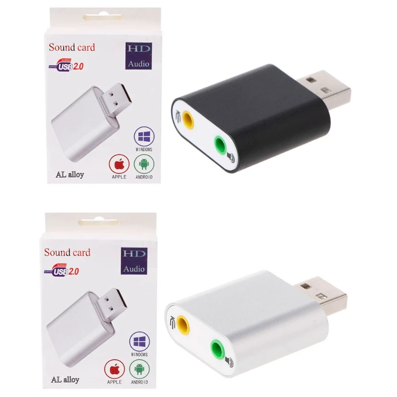 

1 Pc Aluminum External USB 2.0 3D Stereo 7.1 Channel 3.5mm Aux Out Sound Card Adapter High Speed