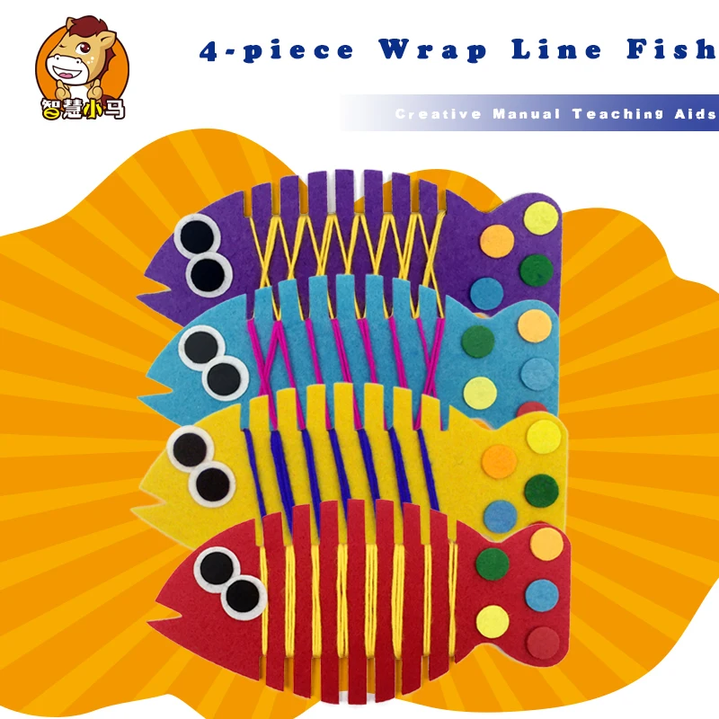 

Kindergarten Wrapped Threading Wear Line Fish Manual Game Puzzle Early Learning Education Toys Environmental Protection Aids