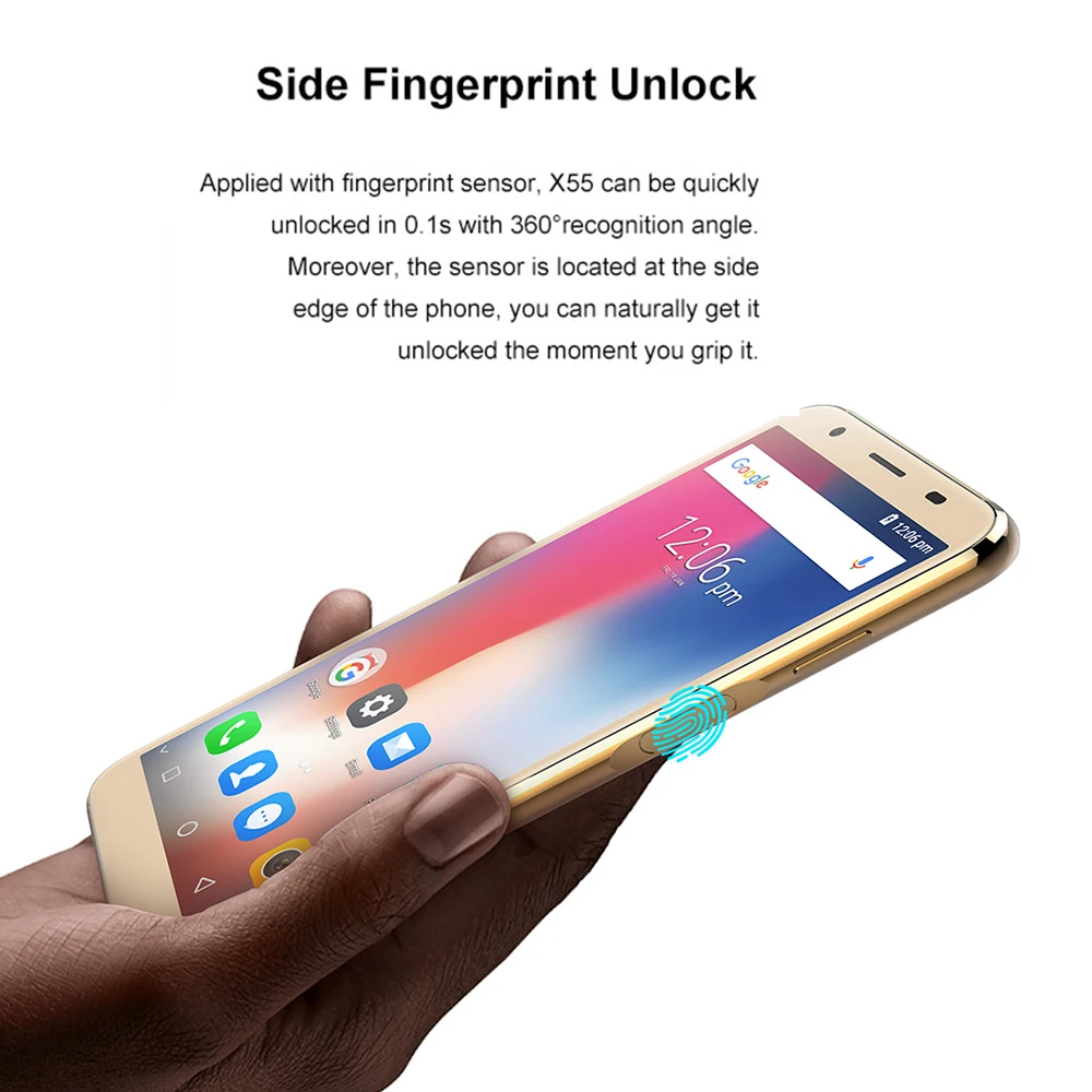 2018 DOOGEE X55 Android 7.0 5.5 Inch 18:9 HD MTK6580 Quad Core 16GB ROM Dual Camera 8.0MP 2800mAh Side Fingerprint Smartphone