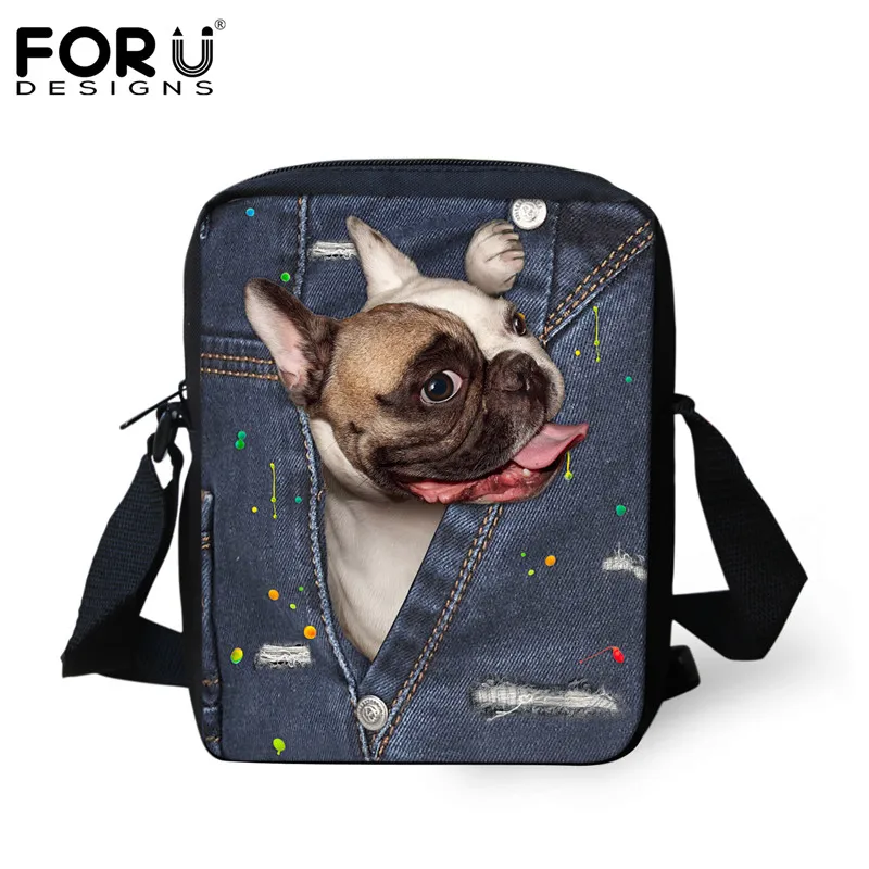 FORUDESIGNS/Симпатичные животные кошка Для женщин Курьерские сумки класса люкс маленькая сумка через плечо для дам 3D джинсовый комбинезон с карманами; сумка Feminina - Цвет: CC3324E