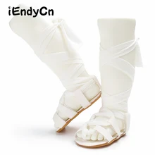 IEndyCn/детская обувь; модные сандалии для детей; летняя обувь для маленьких девочек; сандалии с ремешками и завязками; пинетки для девочек; детская обувь; YD449