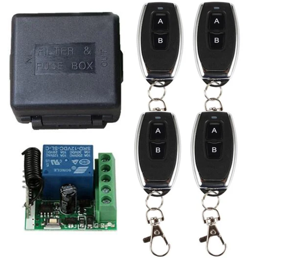 

433Mhz Universal Wireless Remote Switch DC 12V 1CH relay Receiver Module and 4 pieces RF Transmitter 433 Mhz Remote Controls