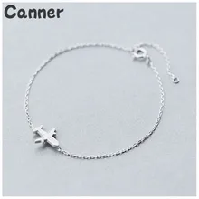 Canner 925 серебряный браслет ювелирные изделия Матовый авиационный самолет браслет с самолетом настраиваемый Шарм цепь для девушек женщин