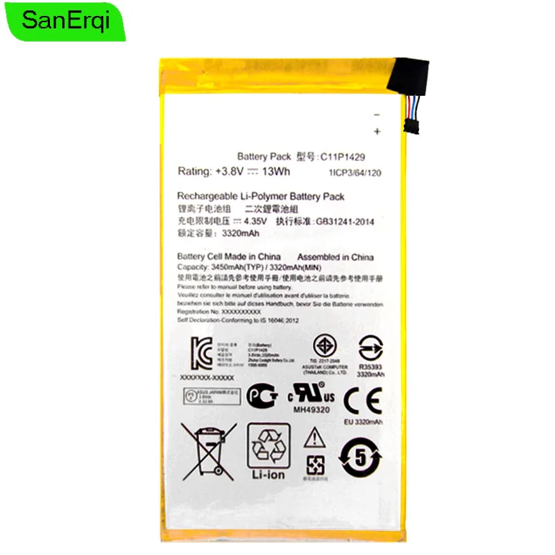 

C11P1429 3450mAh Battery For ASUS ZENPAD C 7.0 c7.0 Z170MG Z710CG Z710C P01Z 3450mAh Phone Batteria SanErqi