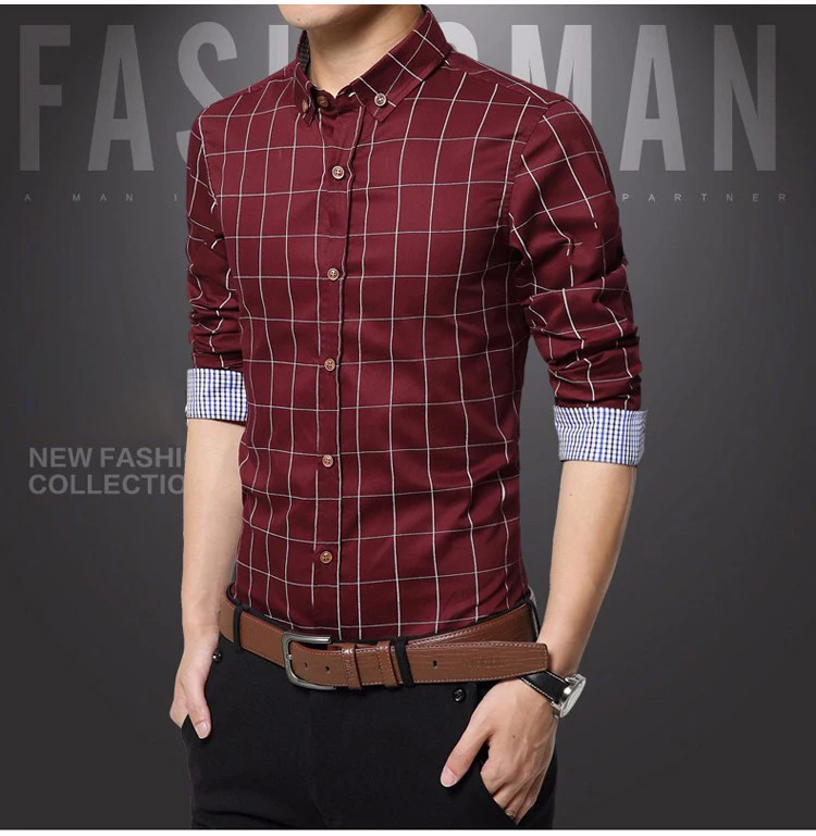 Плед Для мужчин Рубашки для мальчиков плюс M-5XL Мода Высокое качество Мужская одежда Рубашки для мальчиков Бизнес брендовая одежда
