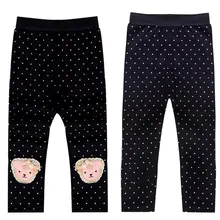 Weixinbuy/зимние вельветовые хлопковые длинные штаны для маленьких девочек; классические брюки с принтом медведя и банта; Милые голубые леггинсы; 2 вида