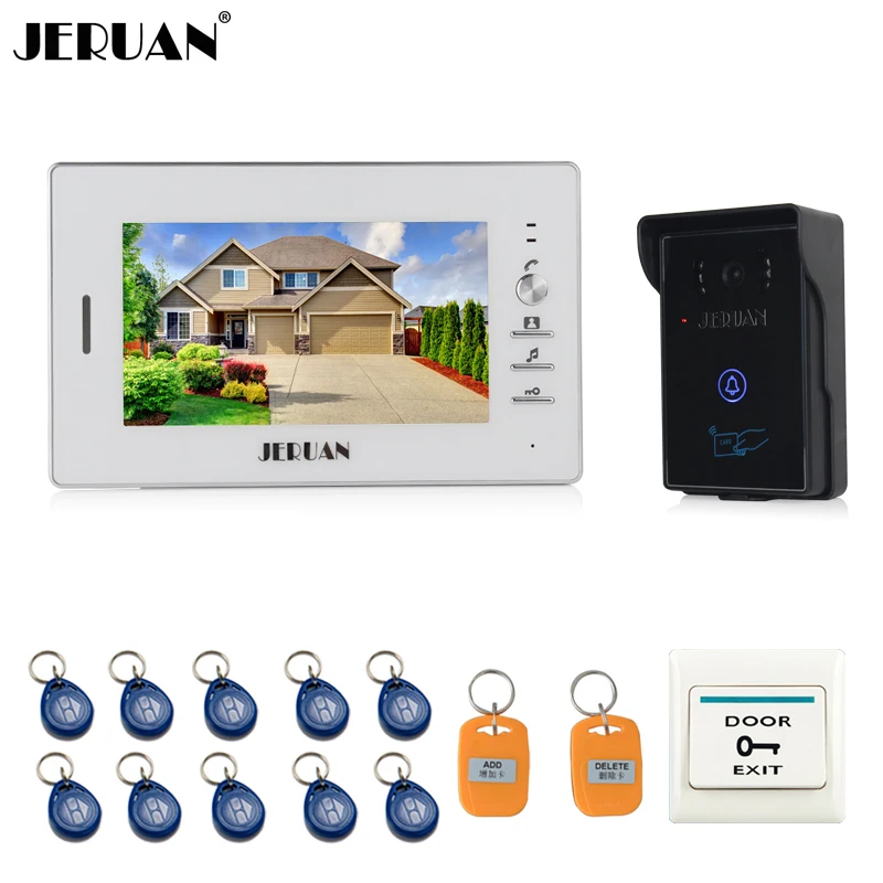 JERUAN 7 ''ЖК-дисплей Экран видеодомофон видео домофон Системы 1 монитор + 700TVL RFID